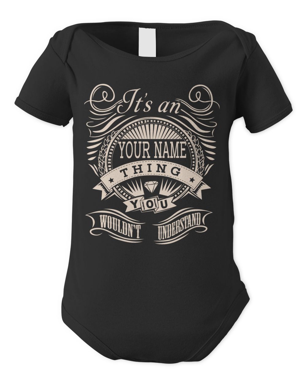 It's an YOUR NAME thing Customizable T-Shirt & Hoodie Infant Short Sleeve Bodysuit black 3m